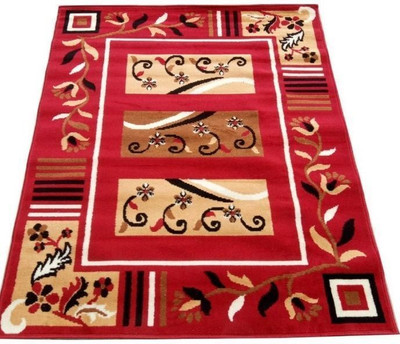 IP FASHION 120 cm  X 90 cm Polyester Carpet(Rectangle, Red)