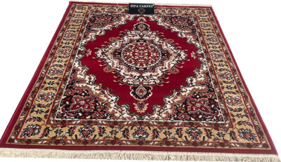 Shag Weaving Red Silk Carpet(6 ft,  X 8 ft, Rectangle)