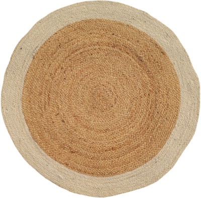 asgar Brown, White Jute Area Rug(3 cm,  X 80 cm, Circle)