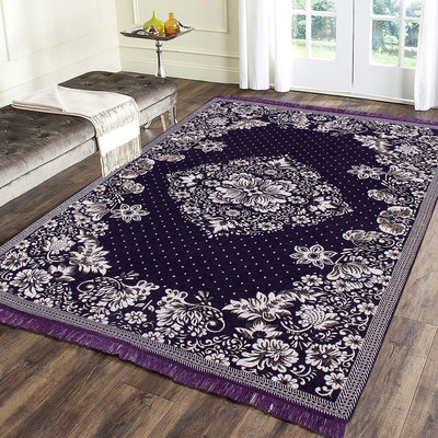 Zesture Blue Chenille Carpet(3 ft,  X 2 ft, Rectangle)