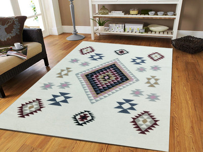 Prashia Collection Multicolor Wool Dhurrie(5 ft,  X 7 ft, Rectangle)