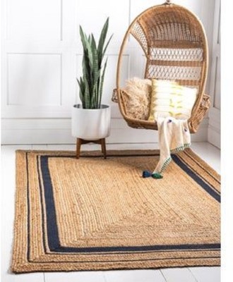 Beautiful Home Beige, Black Jute, Cotton Carpet(5 ft,  X 7 ft, Rectangle)