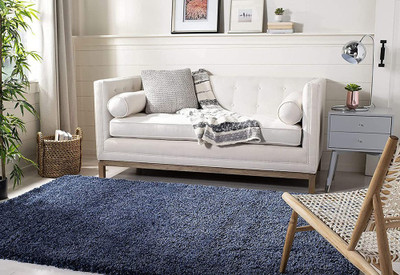 BhCarpet Blue Polyester Carpet(3 ft,  X 5 ft, Rectangle)