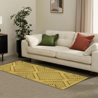 skb 60 cm  X 150 cm Cotton Carpet(Rectangle, Yellow)