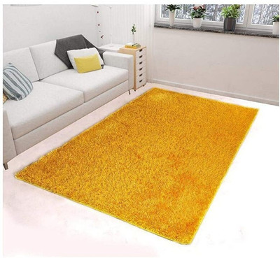 SR Handloom 3 ft  X 5 ft Polyester, Blended Carpet(Rectangle, Yellow)
