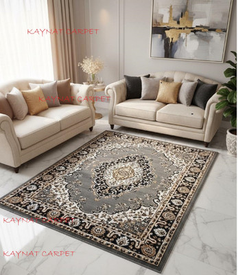 KAYNAT CARPET 6 Feet  X 8 Feet Acrylic, Silk Carpet(Rectangle, Grey)
