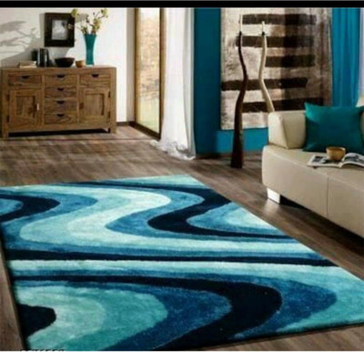RM Handloom Blue Polyester Carpet(3 ft,  X 5 ft, Rectangle)