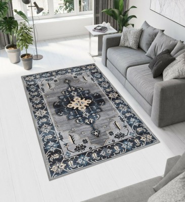 MAA HOME CONCEPT Silver, Grey Polyester, Cotton, Velvet Carpet(2 ft,  X 4 ft, Square)