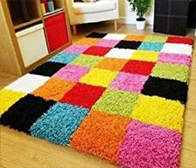 RM Handloom Multicolor Polyester Carpet(4 cm,  X 6 cm, Rectangle)