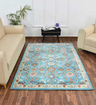 PRESTO BAZAAR Blue, Beige Polyester Carpet(4 ft,  X 6 ft, Rectangle)