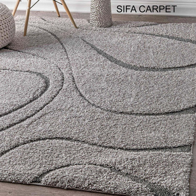 HR CARPET Silver Polyester Carpet(5 ft.,  X 7 ft., Rectangle)