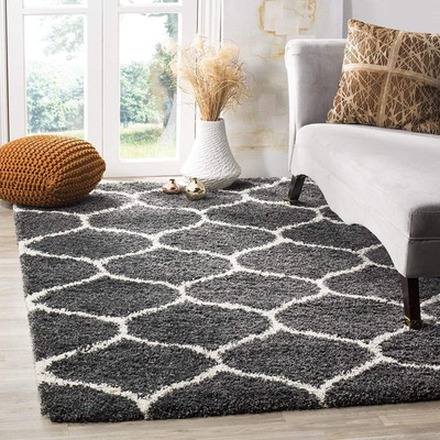RM Handloom Grey Polyester Carpet(5 ft,  X 3 ft, Rectangle)
