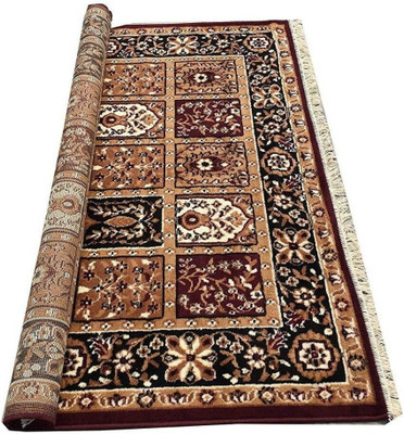 RUGS EXPERTS 5 Feet  X 7 Feet Silk Carpet(Rectangle, Maroon)