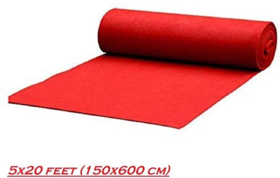 Samjeeda Handloom carpets Red Synthetic Carpet(152 cm,  X 609 cm, Rectangle)