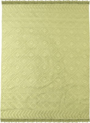 Saral Home Green Cotton Carpet(4 cm,  X 6 cm, Rectangle)