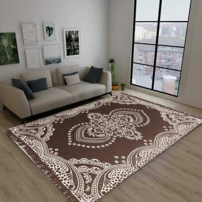 Home Desirica Brown Cotton Carpet(4 ft,  X 7 ft, Rectangle)