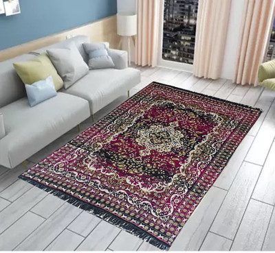 keara Pink Polyester Carpet(5 ft,  X 7 ft, Rectangle)