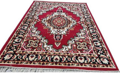 Samjeeda Handloom carpets Red Polyester Carpet(5 ft,  X 7 ft, Rectangle)