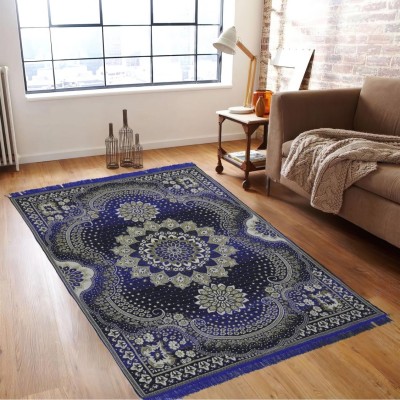 Mohindra Handloom Blue Cotton Carpet(4 ft,  X 7 ft, Rectangle)