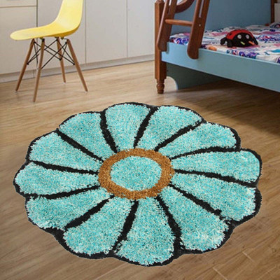 KALYAN GLOBAL Gold Polyester Area Rug(2 cm,  X 2 cm, Circle)