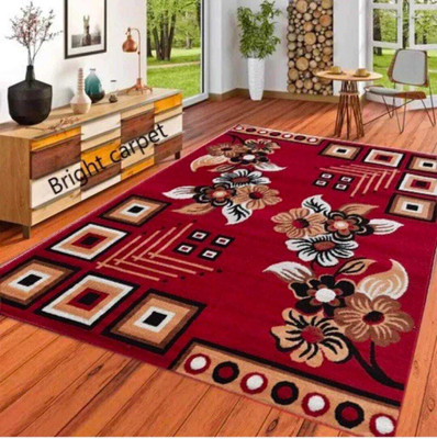 GoldyCarpets Red Acrylic Carpet(152 cm,  X 213 cm, Rectangle)