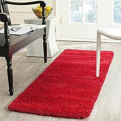 MALTAHOMEFURNISHING Red Polyester Carpet(0 ft,  X 2 ft, Rectangle)