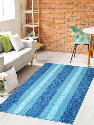 Saral Home Blue Polyester Carpet(120 cm,  X 180 cm, Rectangle)