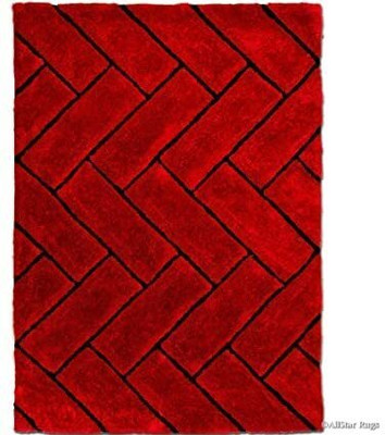 SR Handloom Red Polyester Carpet(5 ft,  X 3 ft, Rectangle)