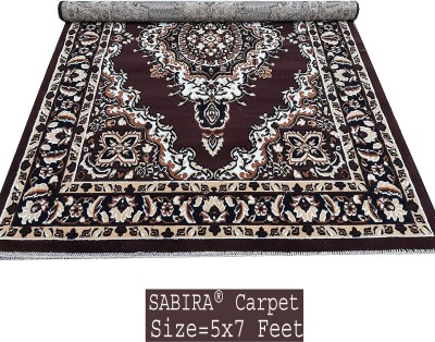 SABIRA Brown Acrylic Carpet(5 ft,  X 7 ft, Rectangle)