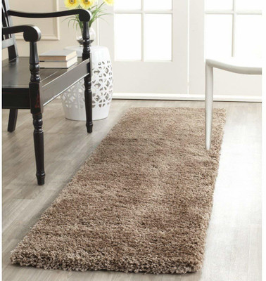 AyanCarpets Gold Polyester Runner(2 ft,  X 6 ft, Rectangle)