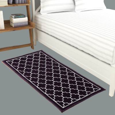 Furnishing Hut Purple, White Cotton Carpet(63.5 cm,  X 124.46 cm, Rectangle)