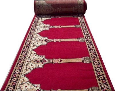AyanCarpets Red, Peach Acrylic Carpet(4 ft,  X 10 ft, Rectangle)