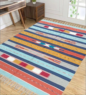budhraj rugs Multicolor Cotton Dhurrie(3 ft,  X 5 ft, Rectangle)