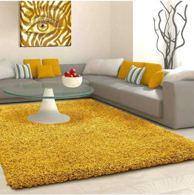 KAYNAT CARPET Yellow Polyester Carpet(5 cm,  X 7 cm, Rectangle)