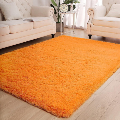 Acarpet Yellow Polyester Carpet(150 cm,  X 210 cm, Rectangle)