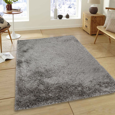 Saral Home Grey Polyester Carpet(150 cm,  X 210 cm, Rectangle)