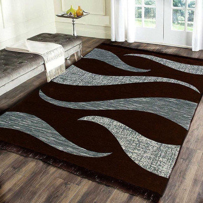 Dizen Star Brown, Grey Velvet Carpet(5 ft,  X 7 ft, Rectangle)