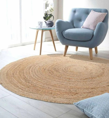 Welkin Collections 0.4 cm  X 90 cm Jute Carpet(Circle, Beige)
