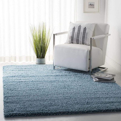 FloorFusion 120 cm  X 180 cm Polypropylene Carpet(Rectangle, Light Blue)