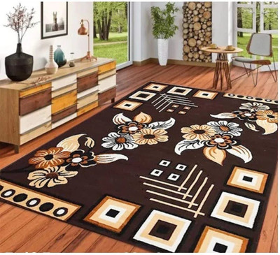 KAYNAT CARPET Brown Acrylic Carpet(5 Feet,  X 7 Feet, Rectangle)