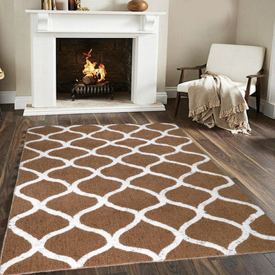 Woolpik Gold Polyester Carpet(4 cm,  X 6 cm, Rectangle)