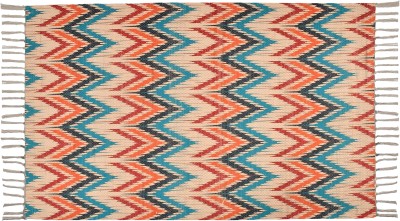GENIUS HOMS Blue, Orange, Black, Brown Cotton, Polyester Carpet(3 ft,  X 5 ft, Rectangle)
