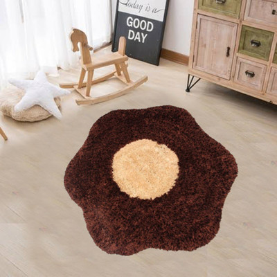 KALYAN GLOBAL Brown Polyester Area Rug(2 cm,  X 2 cm, Circle)
