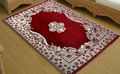 Shreejee Maroon Polyester, Chenille Carpet(140 cm,  X 210 cm, Rectangle)