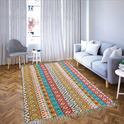 AMAZE ATTIRES Multicolor Cotton Carpet(5 ft,  X 7 ft, Rectangle)