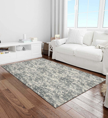 PRESTO BAZAAR Grey Polyester Carpet(122 cm,  X 183 cm, Rectangle)