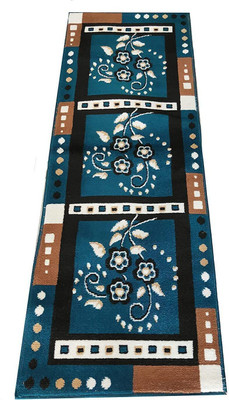 TAHNOORCARPET Blue Acrylic Carpet(45 cm,  X 150 cm, Rectangle)