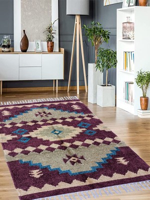 budhraj rugs Multicolor Velvet Dhurrie(2 ft,  X 4 ft, Rectangle)