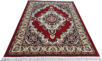 RUGS EXPERTS Red Acrylic Carpet(5 cm,  X 7 cm, Rectangle)