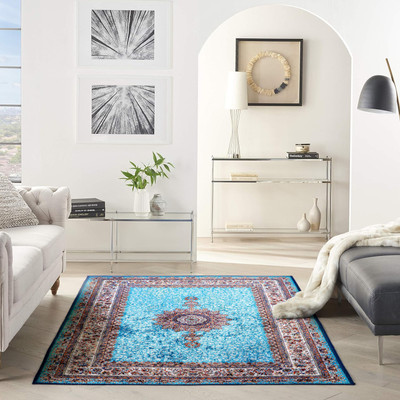 STATUS Light Blue Velvet Carpet(90 cm,  X 150 cm, Rectangle)